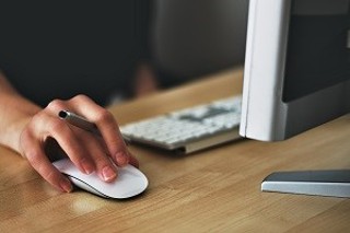 Person Using A Mouse And PC