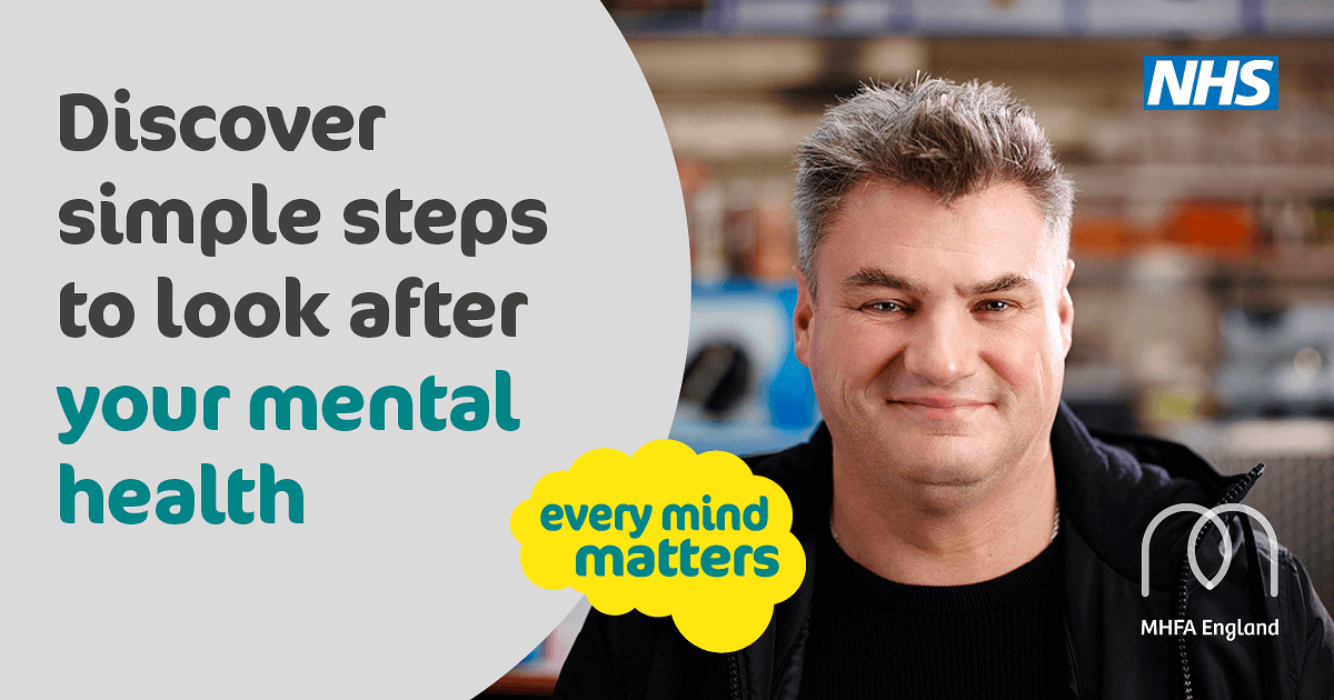 Every Mind Matters graphic for Facebook 2. "Discover simple steps to look after your mental health"