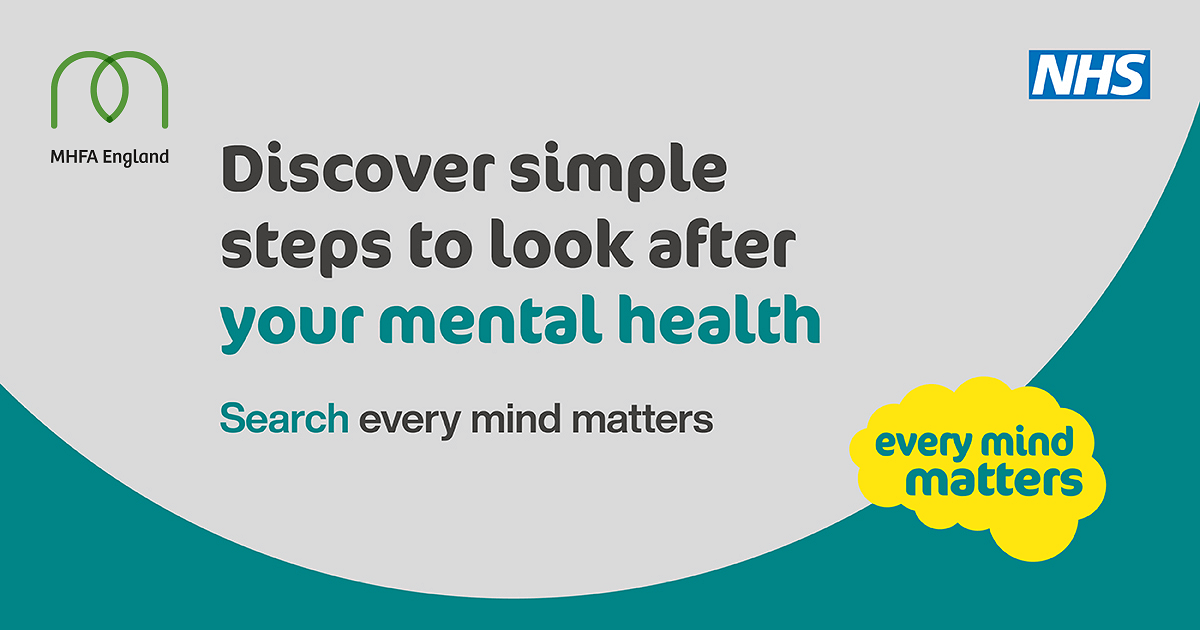 Every Mind Matters graphic for Facebook 3. "Discover simple steps to look after your mental health"