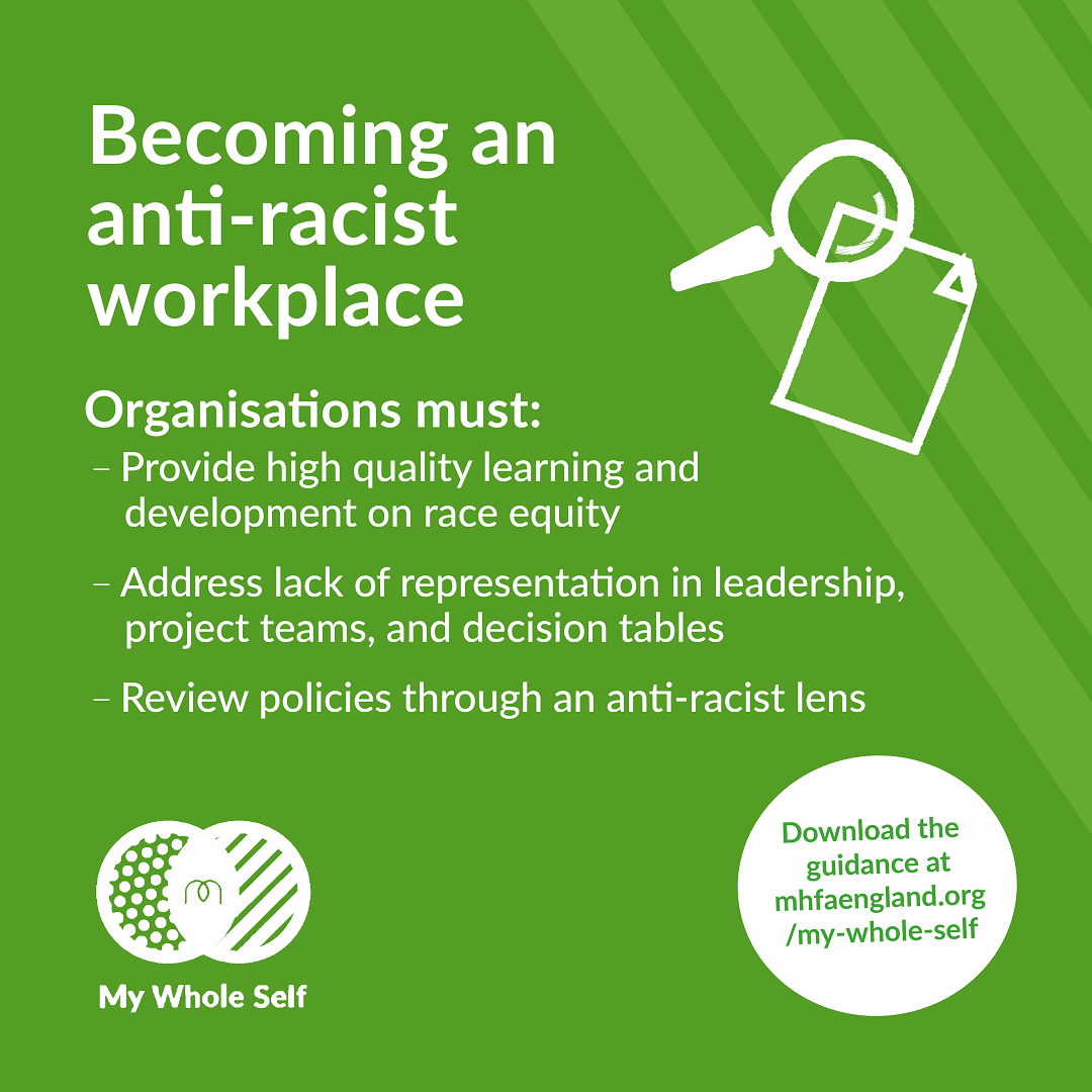 Instagram graphic: Becoming an anti-racist workplace